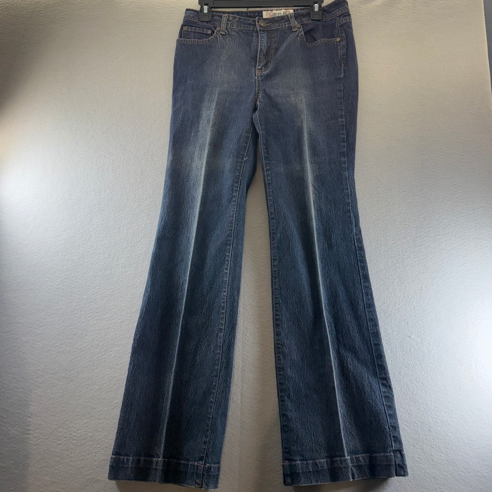 Faded Glory Womens Flare Leg Jeans Dark Wash Stretch Denim Size 10 Average